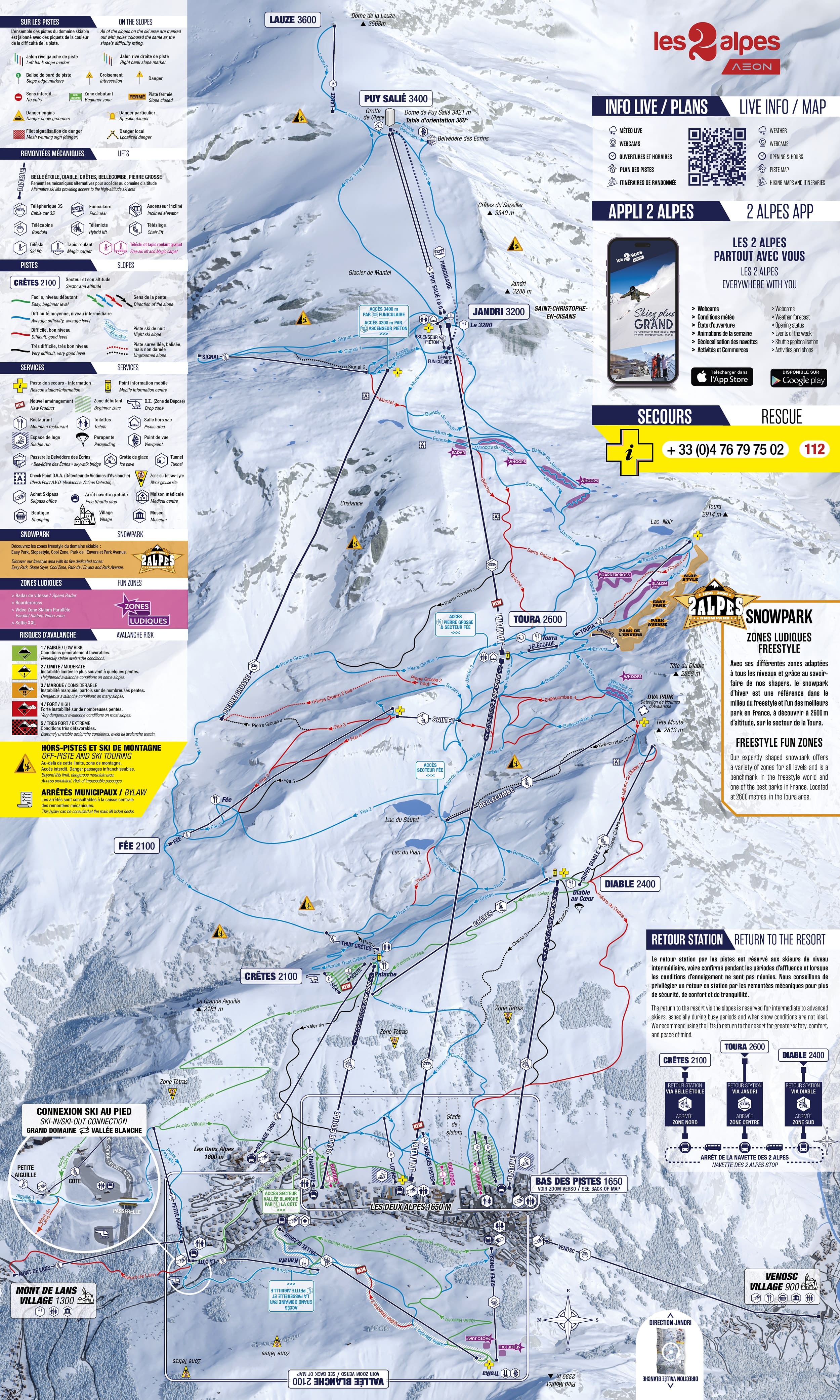Plan des pistes Les 2 Alpes